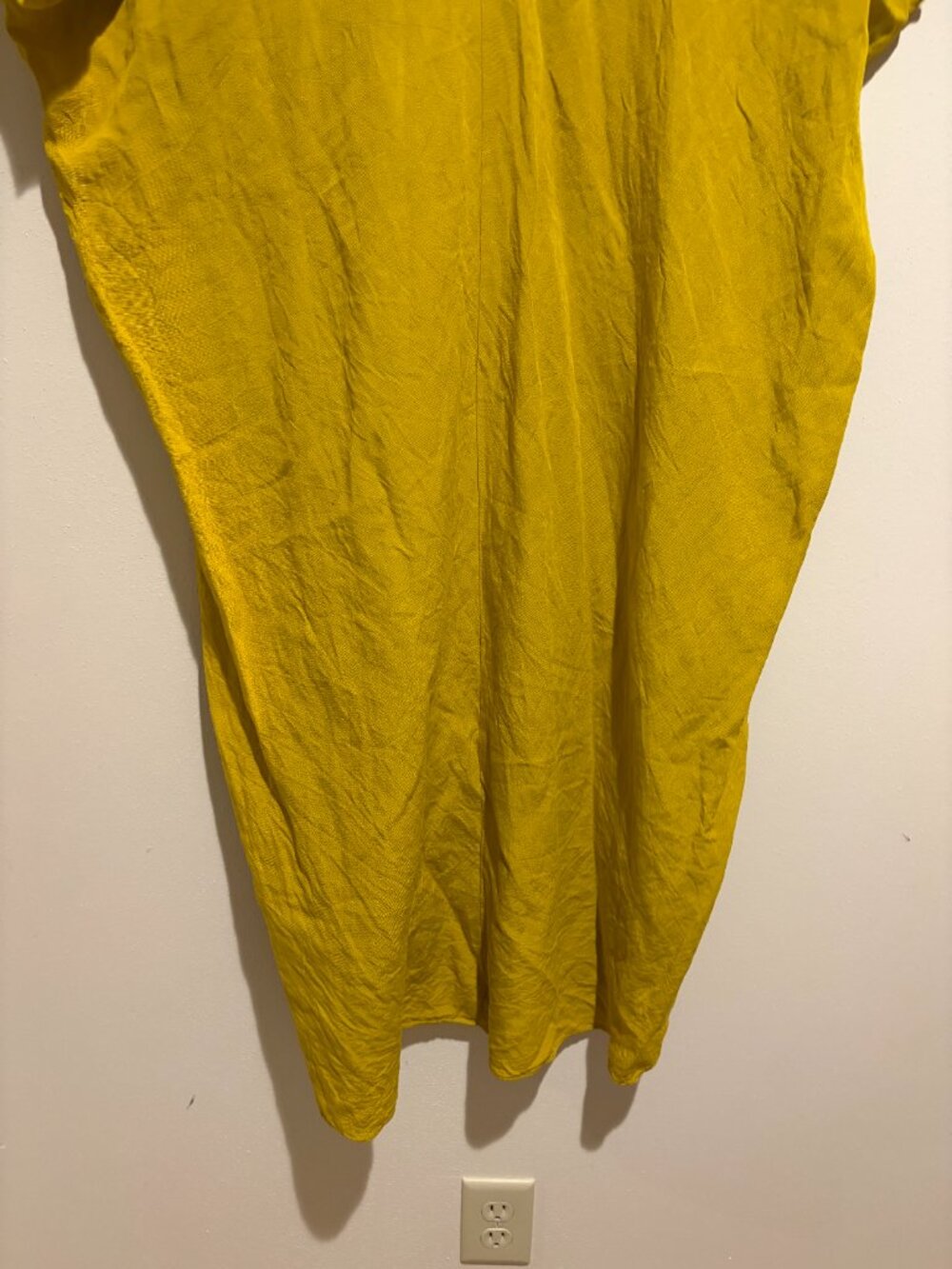 Zara Yellow Linen Blend Kaftan Caftan Midi Dress V Neck Short Sleeve - Picture 11 of 13